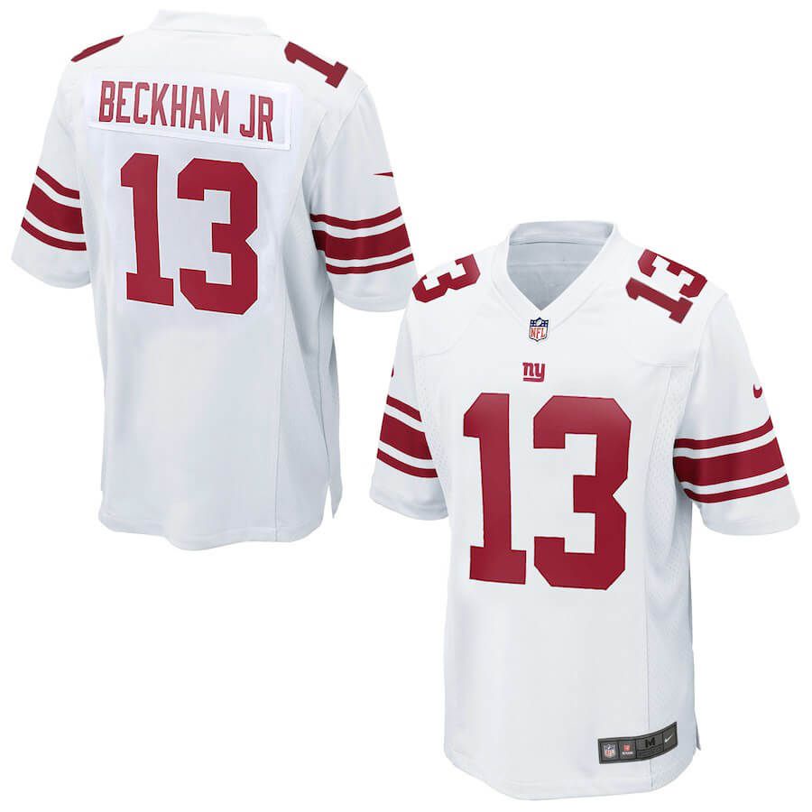 Men New York Giants 13 Beckham JR Nike White Game Player NFL Jersey